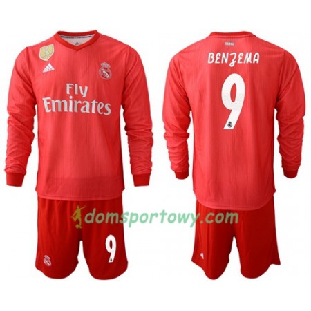 Koszulka Real Madryt Benzema 9 Dziecięcy Trzeci Koszulki Piłkarskie 2018-2019 Długi Rękaw